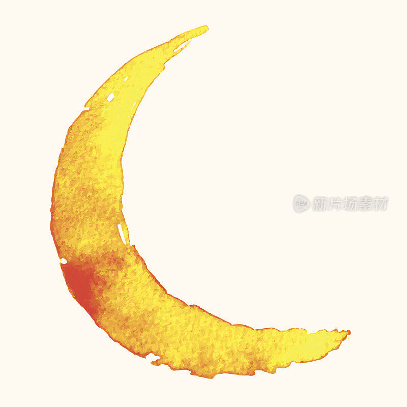 Crescent moon of painting with watercolor.